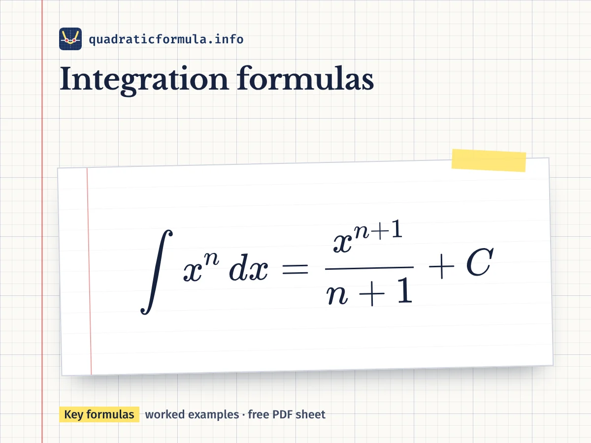 Integration formulas